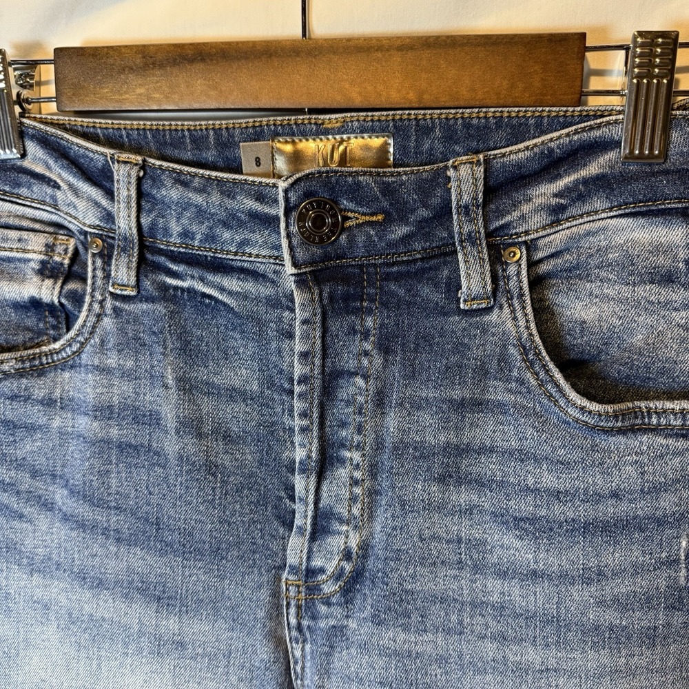 Kut from the Kloth Rosa Crop Vintage Straight Leg Jeans 8 Button Fly High Rise - Picture 2 of 7